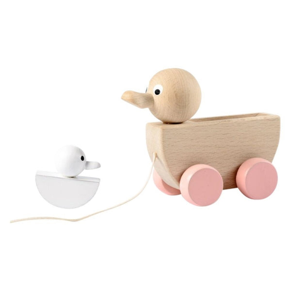 Abigail & Rose Wooden Mum and Baby Duck- Pull along