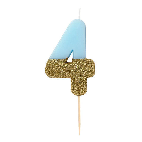 Birthdays Glitter Number Candle (0 - 9) - Blue