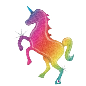 Holographic Balloon - Glitter Rainbow Unicorn