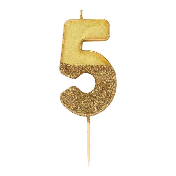 Birthdays Glitter Number Candle (0 - 9) - Gold