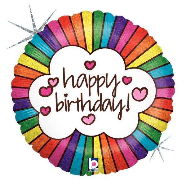 Birthday Balloon - Retro Rainbow