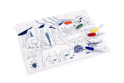 Silicone Placemat Set - Wildlife Boreal Forest